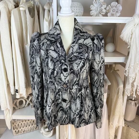 JACK Jackets & Blazers - Jack sz. Small black & gray blazer puff sleeves, Edwardian, classic, mature 4382